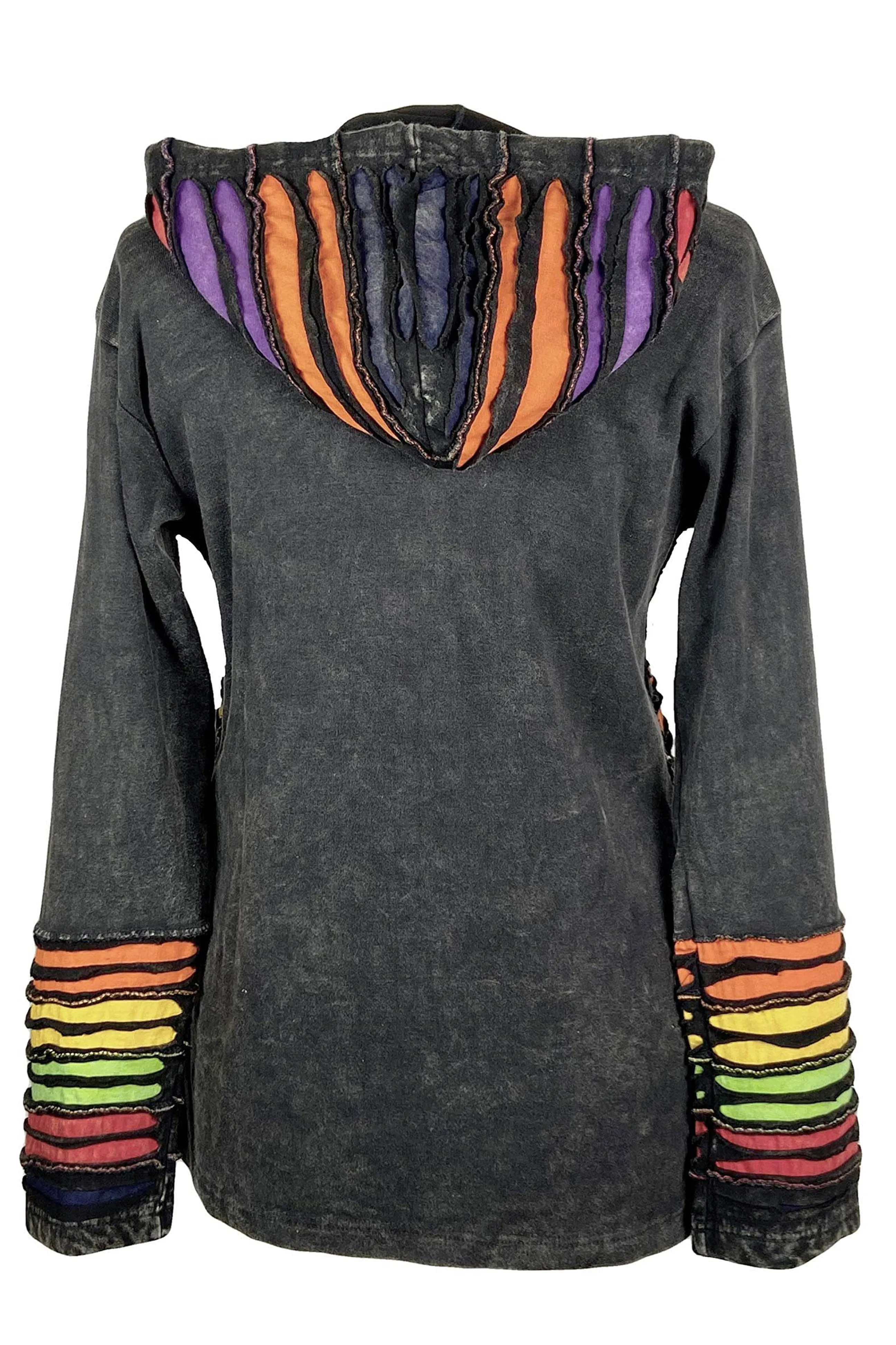 51 RJ Bohemian Multi-Colored Razor  Embroidered Hoodie Sweatshirt Rib Jacket
