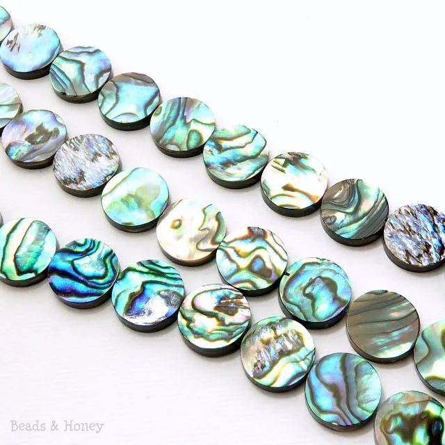 Abalone Shell Bead Coin Flat 11-12mm (Half Strand)