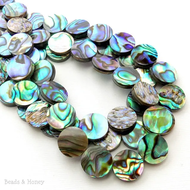 Abalone Shell Bead Coin Flat 11-12mm (Half Strand)