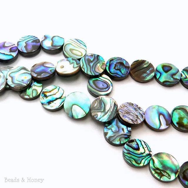 Abalone Shell Bead Coin Flat 11-12mm (Half Strand)