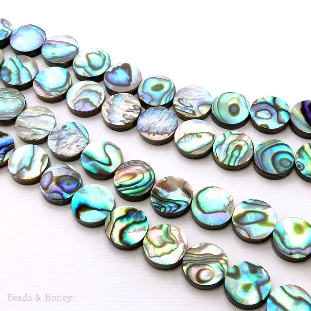 Abalone Shell Bead Coin Flat 9-10mm (Half Strand)