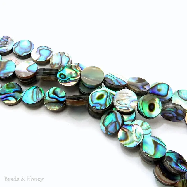 Abalone Shell Bead Coin Flat 9-10mm (Half Strand)