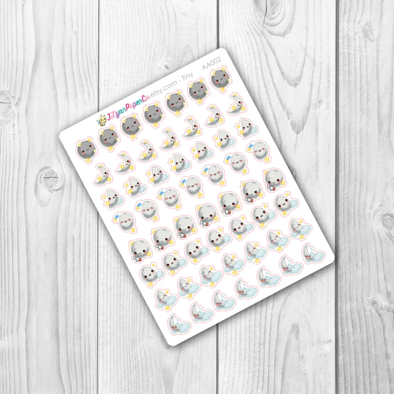 Kawaii Moon Phase Stickers | AA002