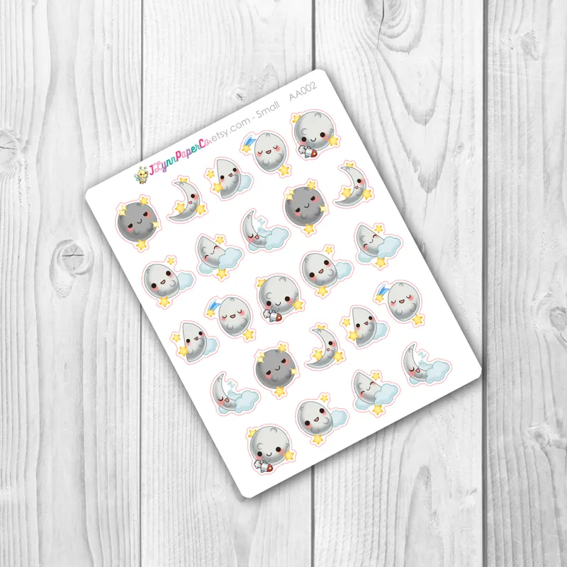 Kawaii Moon Phase Stickers | AA002