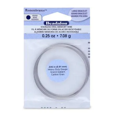 Large Silver Heavy Duty Bracelet Remembrance Memory Wire - .25 oz