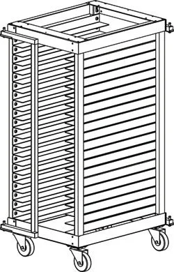 Production Basics 1792 Solution Series ESD-Safe Mobile 30 Tray PCB Transporter, 26"D x 18"W