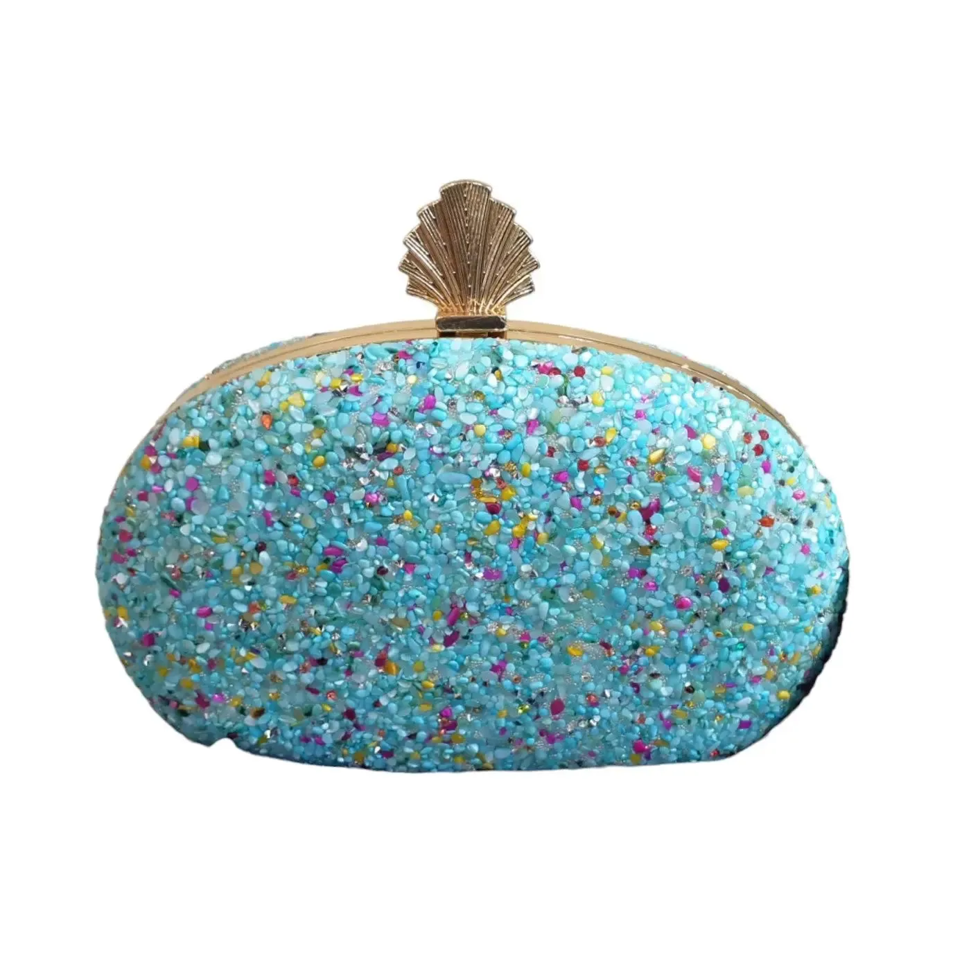 Turquoise Gemstone Clutch Shell Clasp