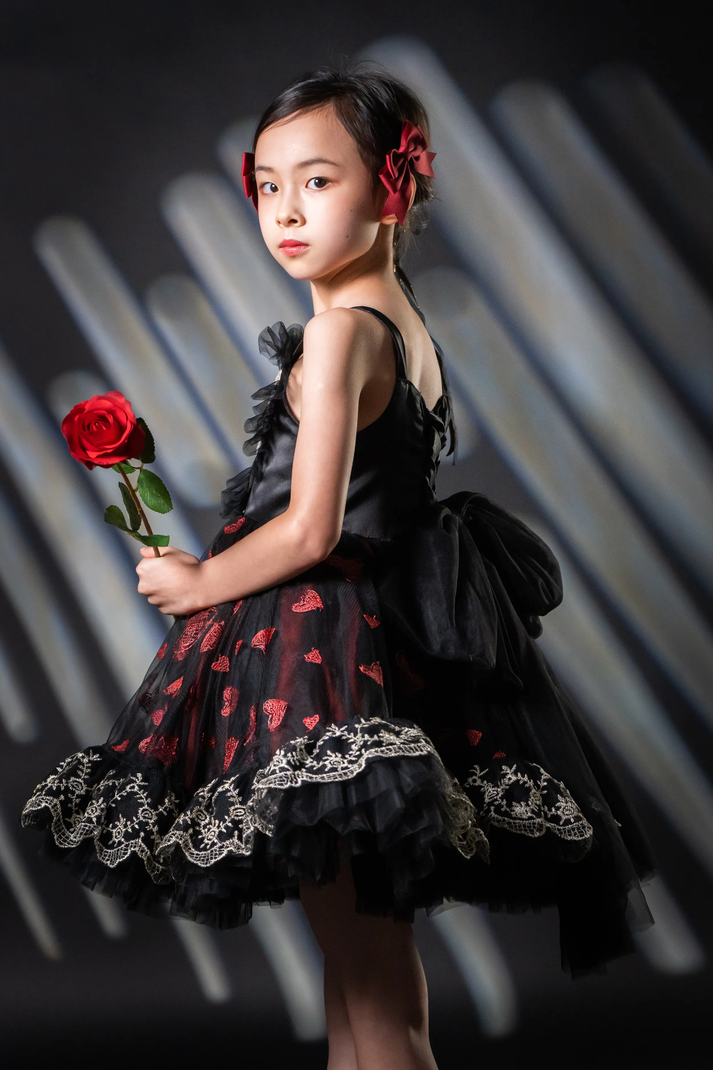 Valentine Gothic Black & Red Heart Lace Dress