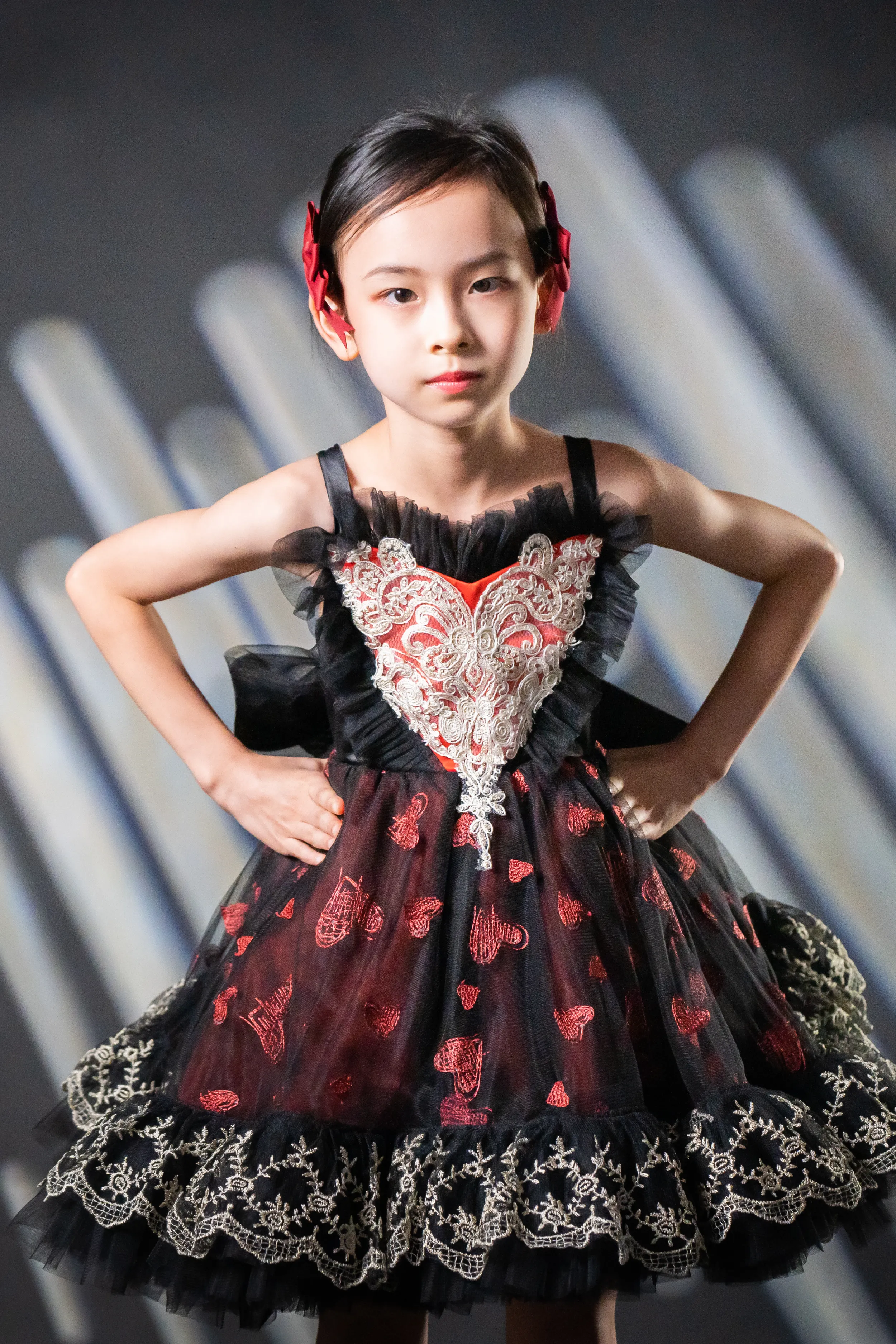 Valentine Gothic Black & Red Heart Lace Dress