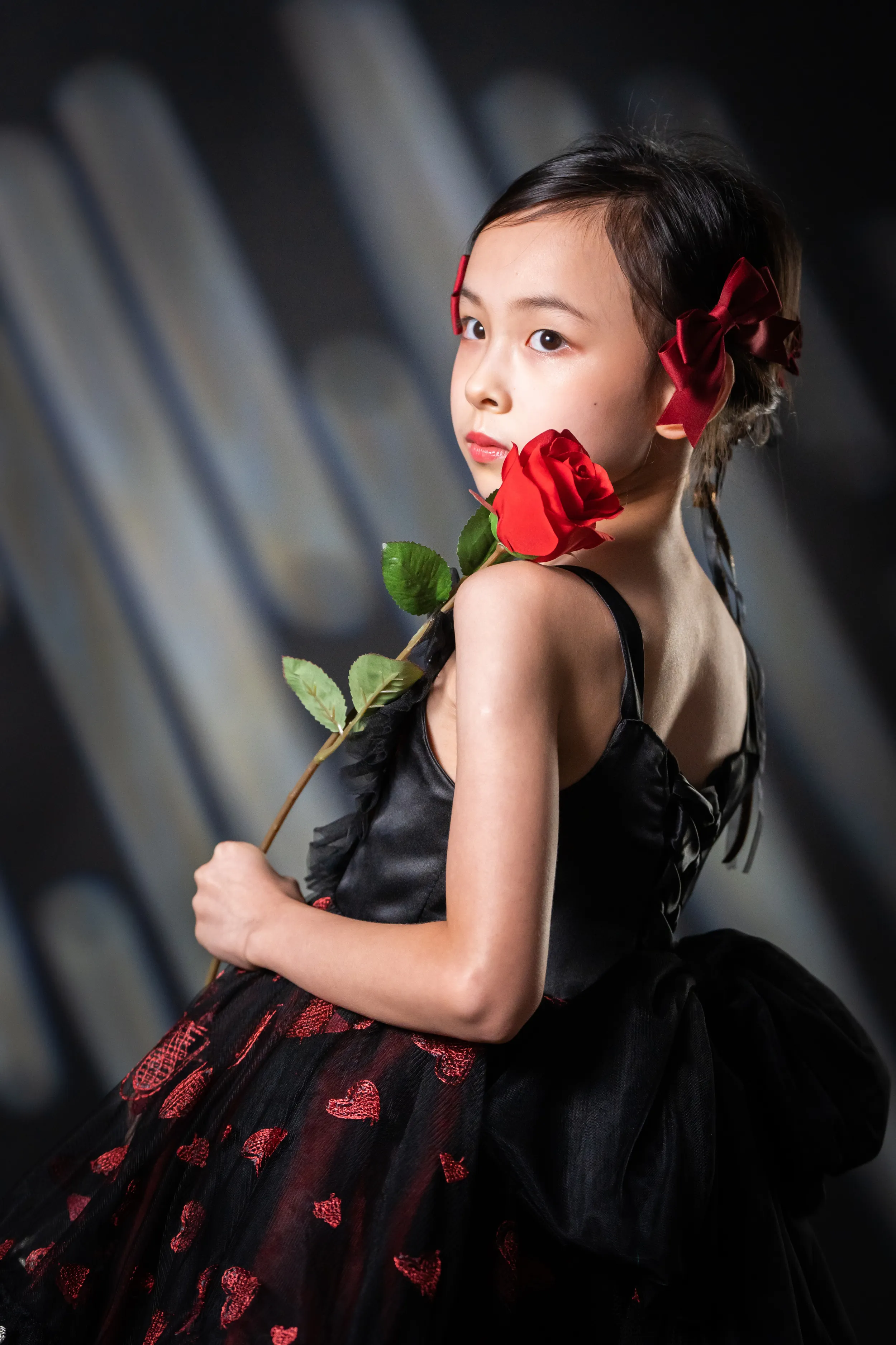 Valentine Gothic Black & Red Heart Lace Dress