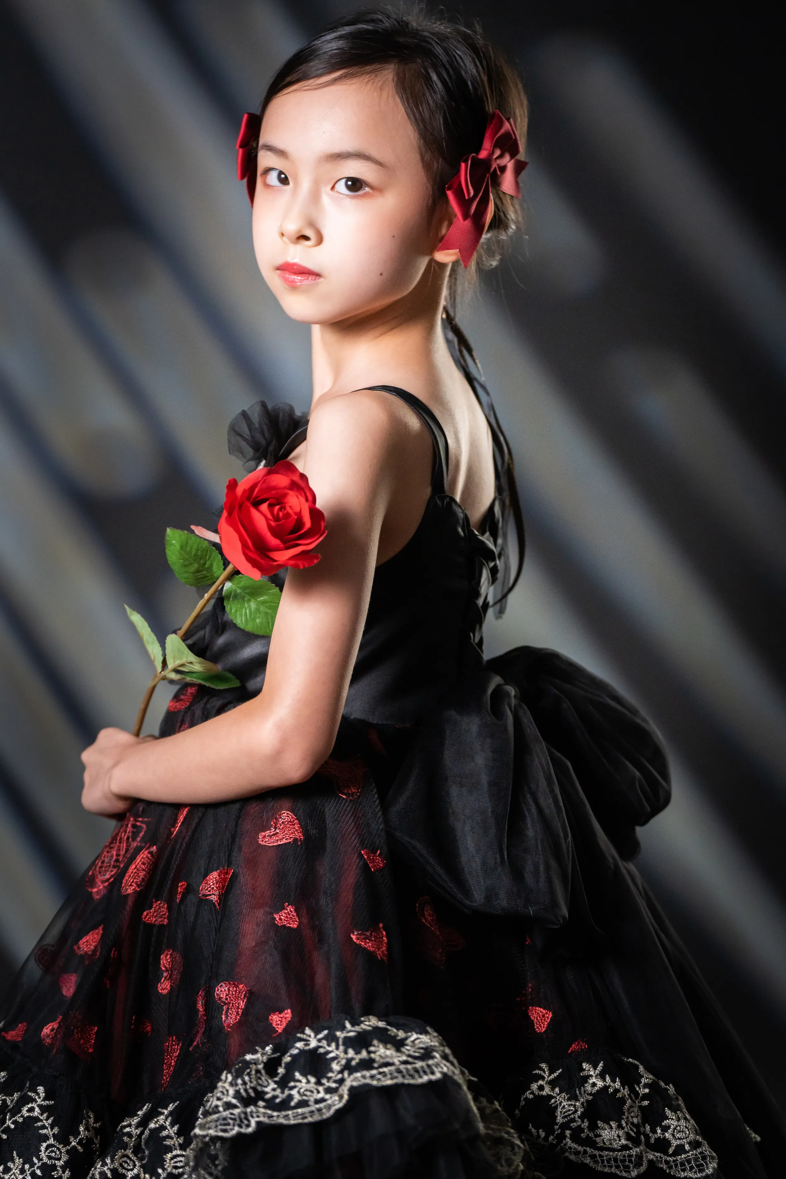 Valentine Gothic Black & Red Heart Lace Dress